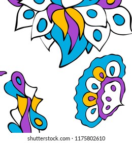 Hand-drawn elegant design with abstract floral elements. Vector background in vintage style.