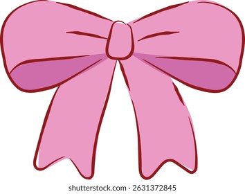 Ilustración linda del arco de la cinta rosa elegante dibujada a mano