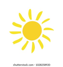 Handdrawn elegant vector flat sun summertime day light spring ecology single simple trandy morning solar website sunshine sunrise sunset silhouette. Summer flat pictogram. copyspace 