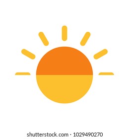 Handdrawn elegant vector flat sun summertime day light spring ecology single simple trandy morning solar website sunshine sunrise sunset silhouette. Summer flat pictogram. Blinding dazzling copyspace