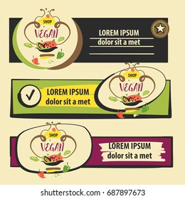 Hand-drawn element design logo, banner, poster for vegan cafe, eco organic cafe. Sketch image of vegetarian vegetable dish. Tomato, salad and pepper.