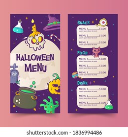 Hand-drawn element Halloween menu template