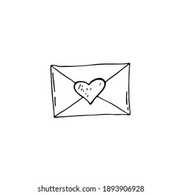 Hand-drawn element for valentine's day. Doodles for web, postcard design, congratulations. Valentine letter