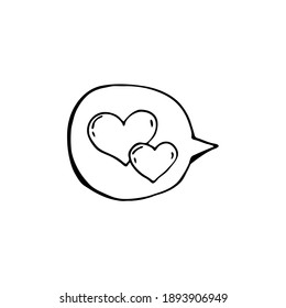 Hand-drawn element for valentine's day. Doodles for web, postcard design, congratulations. Hearts