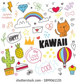 Handdrawn elements of Celebration isolated over white background. Vector illustration.