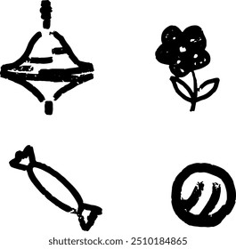 hand-drawn elements, children's school drawing, vector