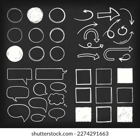 Handdrawn elements - circles, arrows, speech bubbles and squares, vector eps10 illustration