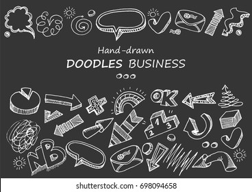 Hand-drawn elements. Doodles on the blackboard.