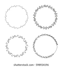 Handdrawn elements for logotype with  circles, isolated on white background and easy to use. Vector illustration