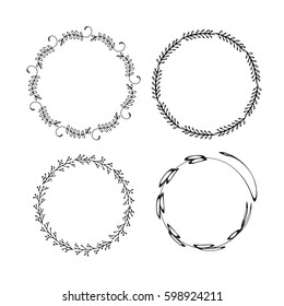 Handdrawn elements for logotype with  circles, isolated on white background and easy to use. Vector illustration