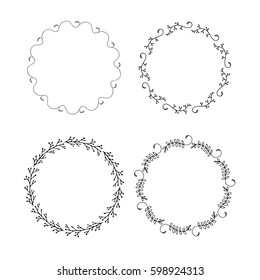 Handdrawn elements for logotype with  circles, isolated on white background and easy to use. Vector illustration