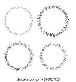 Handdrawn elements for logotype with  circles, isolated on white background and easy to use. Vector illustration