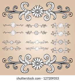 Hand-drawn elements and monograms for design and decorate.