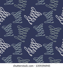 Hand-drawn elements seamless pattern. vector vintage illustration blue color