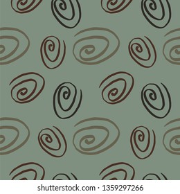 Hand-drawn elements seamless pattern. Vector illustration on gray background