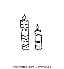 Hand-drawn elements for valentine's day. Doodles for web, postcard design, congratulations. Candles