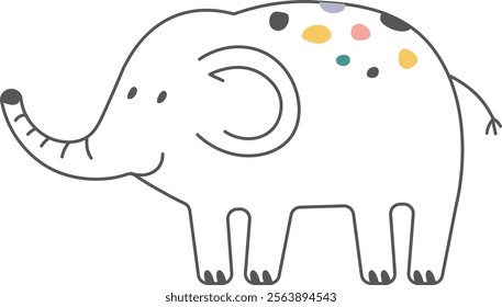 Handdrawn Elephant Lined Vector Illustration