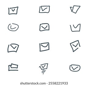 Hand-drawn e-mail icons set collection