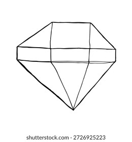Hand-drawn emerald isolated on whte background.