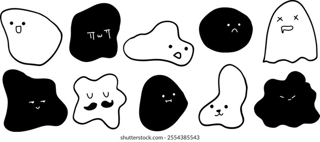 Hand-Drawn Emoji | Abstract Shape Set Illustration | Minimalist Doodle Vector for Fun and Creative Designs