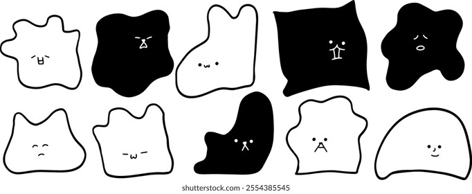 Hand-Drawn Emoji | Abstract Shape Set Illustration | Minimalist Doodle Vector for Fun and Creative Designs