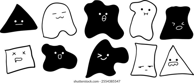 Hand-Drawn Emoji | Abstract Shape Set Illustration | Minimalist Doodle Vector for Fun and Creative Designs