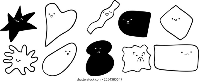 Hand-Drawn Emoji | Abstract Shape Set Illustration | Minimalist Doodle Vector for Fun and Creative Designs