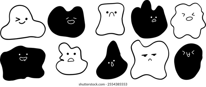 Hand-Drawn Emoji | Abstract Shape Set Illustration | Minimalist Doodle Vector for Fun and Creative Designs