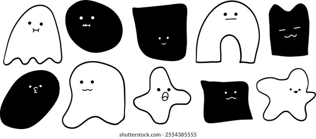 Hand-Drawn Emoji | Abstract Shape Set Illustration | Minimalist Doodle Vector for Fun and Creative Designs