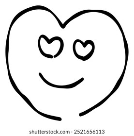 Hand-drawn emojis and emoticons expressing hearts and love. These materials, drawn in a pen-drawing style, feature simple and cute designs.