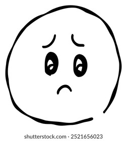 Hand-drawn emojis and emoticons expressing sadness. These materials, drawn in a pen-drawing style, feature simple and cute designs.