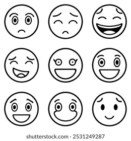 Hand-drawn Emoticon Faces Icon Pack Minimalist Black and White Emoji Collection