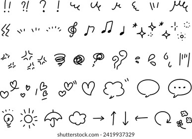 Hand-Drawn Emotion Decoration Manga Icon Set