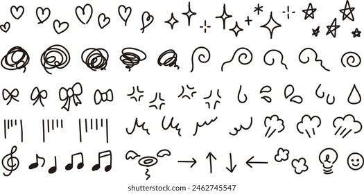 Hand-drawn emotional decorative manga symbols illustration icon set