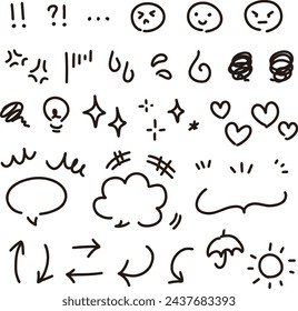 Handgezeichnetes emotionales Ausdrucks-Doodle-Icon-Set