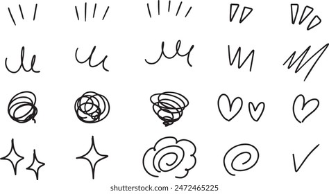 Hand-drawn Emotional Manga Symbols Illustration Icon Set