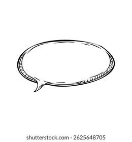Hand-drawn empty speech bubble with thick black outline on white background in vintage comic book style