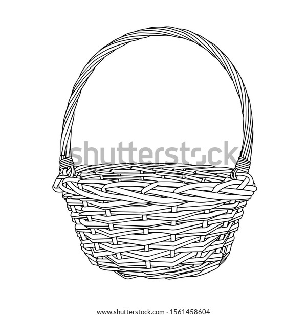 Handdrawn Empty Wicker Picnic Basket Black Stock Vector (Royalty Free ...