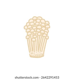 Hand-Drawn Enoki Mushroom – Simple Illustration