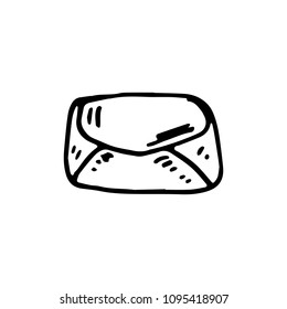 Handdrawn envelope doodle icon. Hand drawn black sketch. Sign symbol. Decoration element. White background. Isolated. Flat design. Vector illustration.