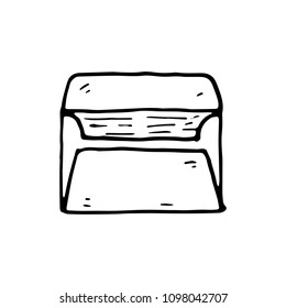 Handdrawn envelope doodle icon. Hand drawn black sketch. Sign symbol. Decoration element. White background. Isolated. Flat design. Vector illustration.