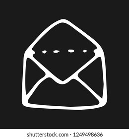 Handdrawn envelope doodle icon. Hand drawn black sketch. Sign symbol. Decoration element. White background. Isolated. Flat design. Vector illustration.