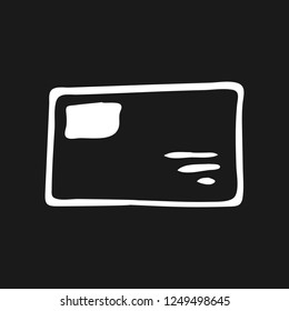 Handdrawn envelope doodle icon. Hand drawn black sketch. Sign symbol. Decoration element. White background. Isolated. Flat design. Vector illustration.
