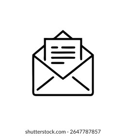 Handdrawn envelope with a letter inside on a background mail message