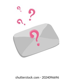 Hand-drawn envelope with question mark, isolated on white background. Letter with question mark symbol in doodle style. Vector Illustration