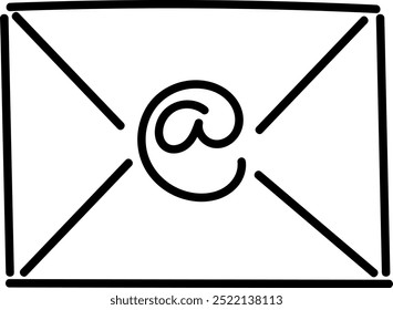 Hand-Drawn Envelope with At Symbol