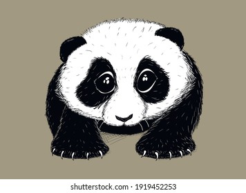 Hand-drawn EPS 8 Vector illustration of cute Panda