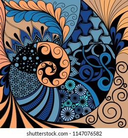 Hand-drawn ethno zentangle pattern, tribal background. It can be used for wallpaper, web page, bags, print and others. African style. Vector illustration