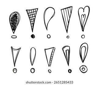 hand-drawn exclamation mark cute set