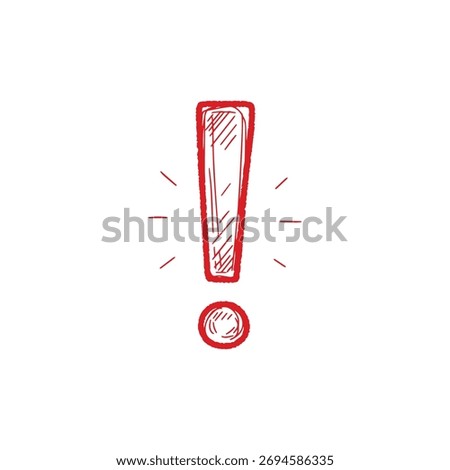 Hand-Drawn Exclamation Mark Doodle Line Art Illustration for Alert, Warning, Attention, Surprise and Important Message Design Concepts